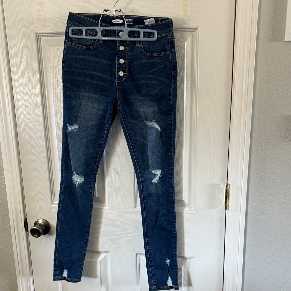 Old Navy Girls Dark Blue Distressed Skinny Jeans